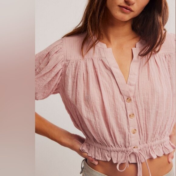 Free People Little Cloud Crop Top in Pale Mauve - Picture 2 of 8